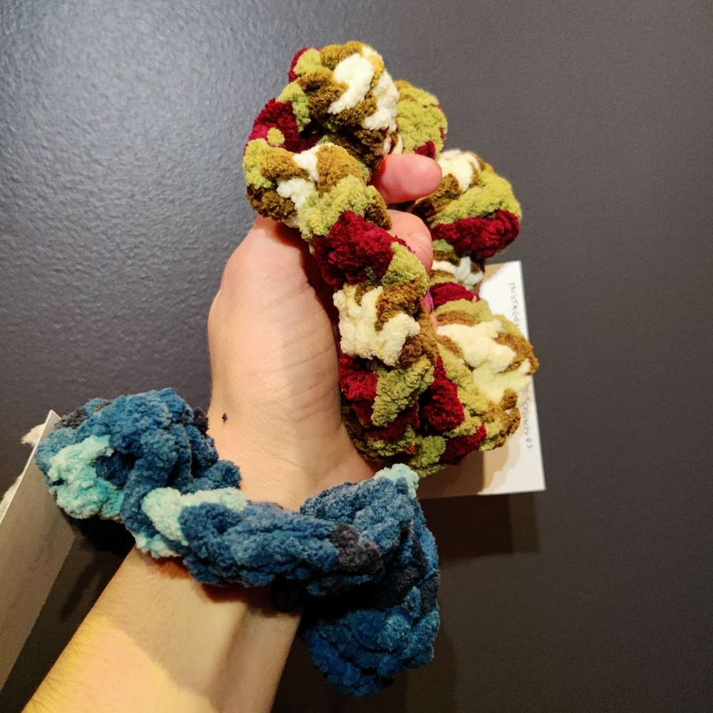 Fall Velvet Crochet Scrunchie